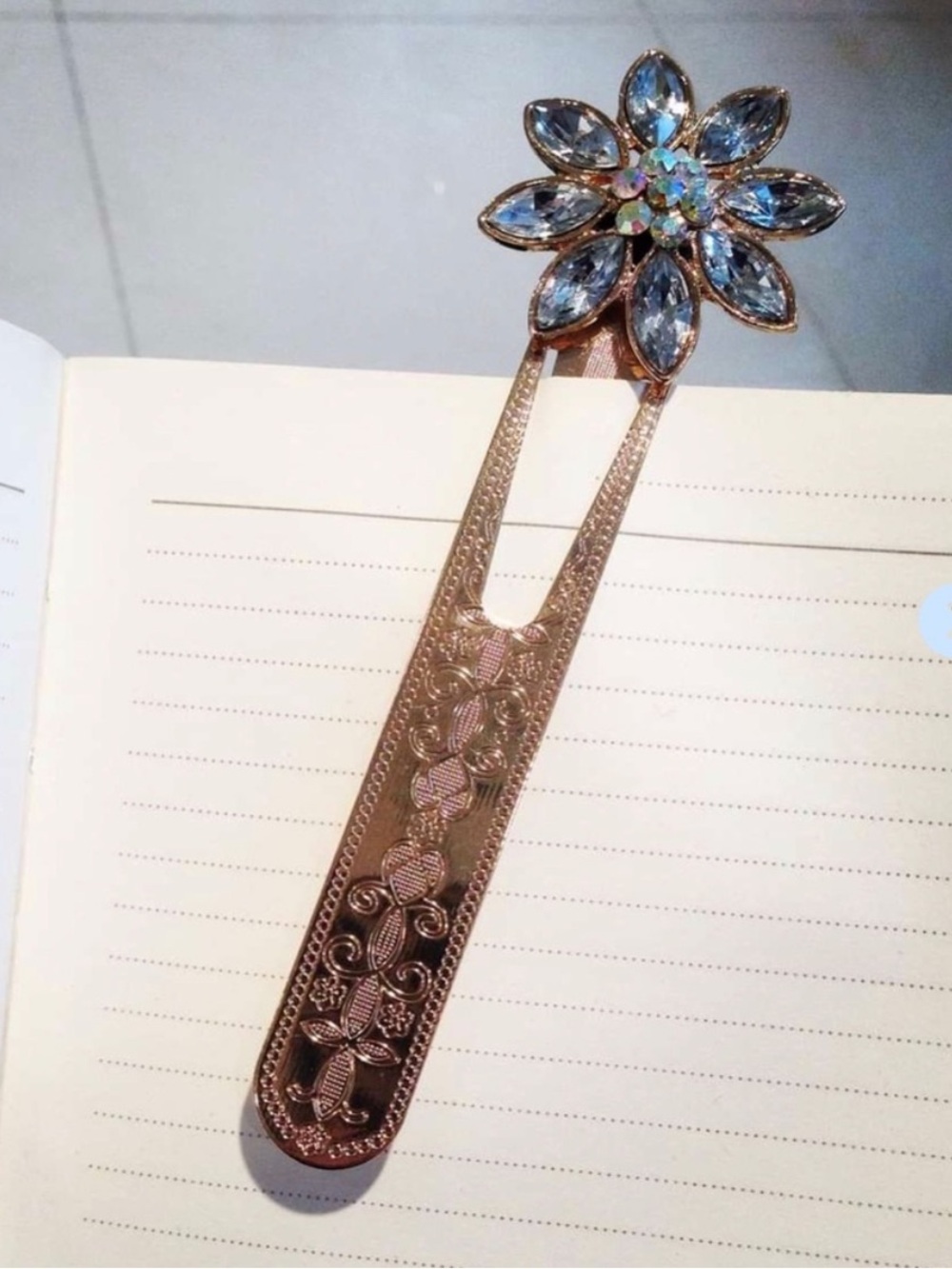 Wild At Heart Crystal Embellished Flower Metal Bookmark